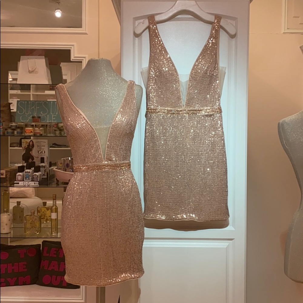 Rose gold mini dress